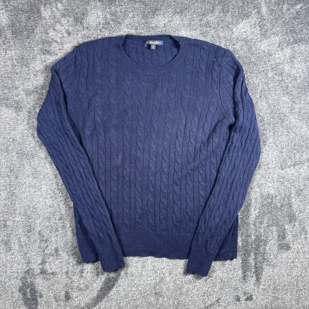 Brooks Brothers Navy Blue 100% Cashmere Cable Knit Crewneck Sweater XL